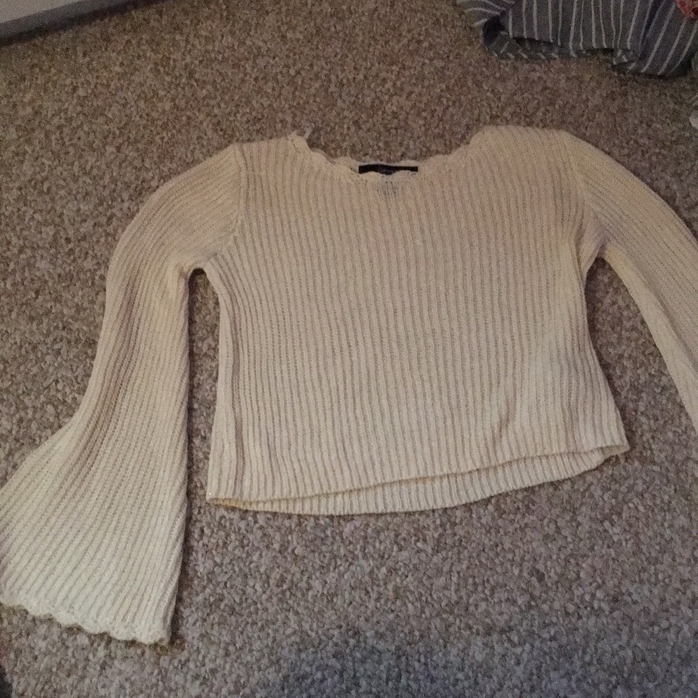 Scalloped bell sleeve sweater
